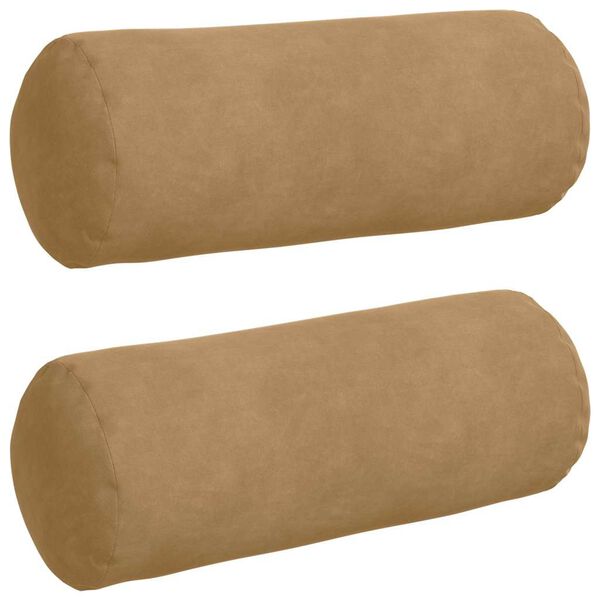 vidaXL Bolsterkissen 2 St&uuml;ck Braun &Oslash; 15 x 40 cm Cordstoff