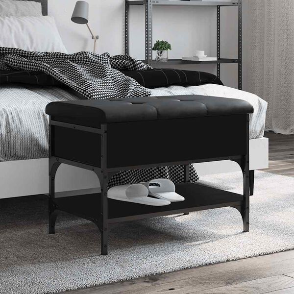 vidaXL Schuhbank Schwarz 62x42x45 cm Holzwerkstoff