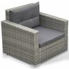 vidaXL 6-tlg. Garten-Lounge-Set mit Kissen Poly Rattan Grau