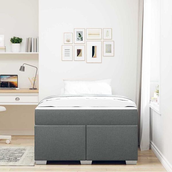 vidaXL Bettrahmen mit Matratze Dunkelgrau 120 x 200 cm Stoff