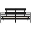 vidaXL Massivholzbett mit Kopfteil Schwarz 200x200 cm