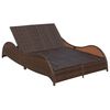 vidaXL Doppel-Sonnenliege mit Auflage Poly Rattan Braun