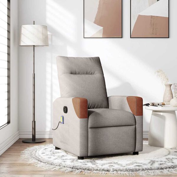 vidaXL Massagesessel Taupe Stoff