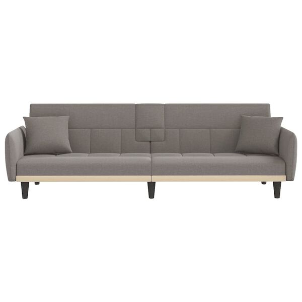 vidaXL Schlafsofa mit Getr&auml;nkehaltern Taupe Stoff