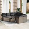 vidaXL Gartensofa-set mit Kissen mit Speicher 9 pcs Grau Poly-Rattan