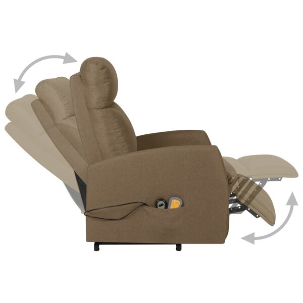 vidaXL Massagesessel mit Aufstehhilfe Taupe Stoff