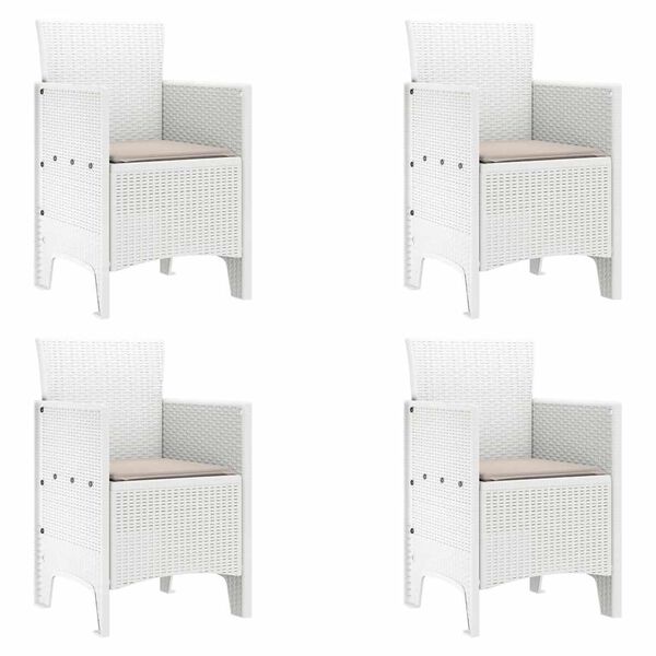 vidaXL Gartenstuhl mit Kissen 4 pcs Wei&szlig; 53 x 49 x 85 cm Polypropylen