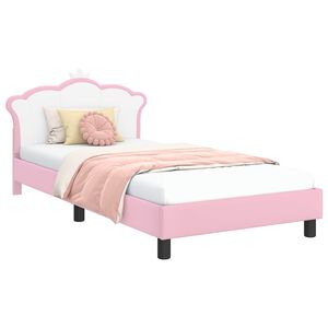 vidaXL Kinderbettgestell mit Kopfteil mit Kopfteil Rosa 80 x 200 cm PU
