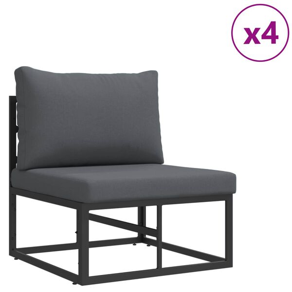 vidaXL Gartensofa-set mit Kissen 9 pcs Schwarz Stahl