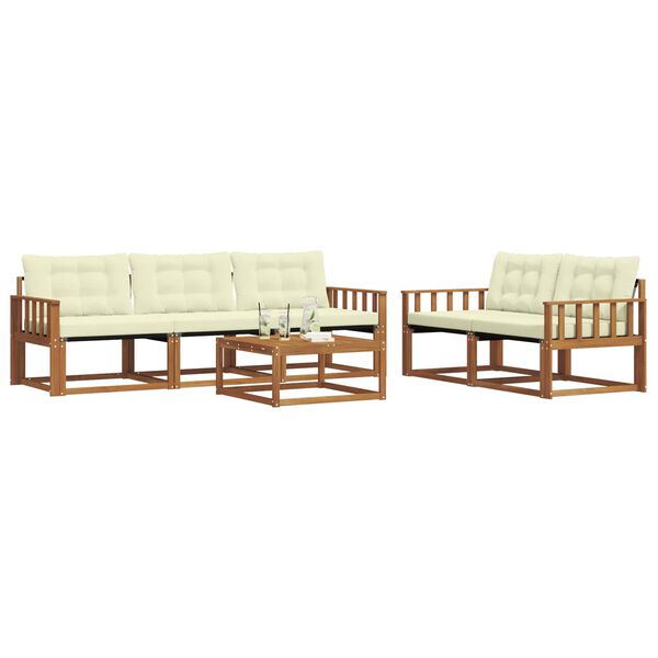 vidaXL Outdoor-Sofagarnitur mit Kissen 6 pcs Natur und Creme