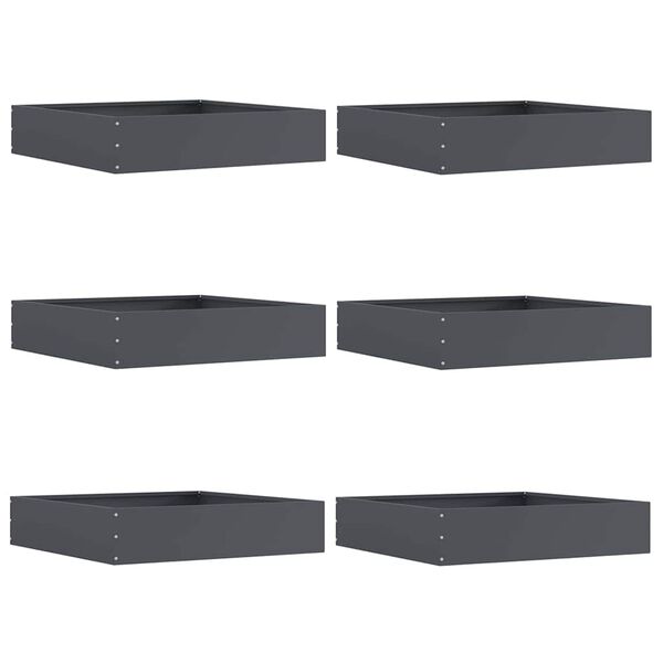 vidaXL Raseneinfassung 6 pcs Anthrazit 60 x 60 x 13 cm Stahl