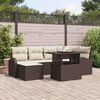 vidaXL Garten-Sofa-Set mit Speicher 7 pcs Braun Poly Rattan