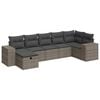 vidaXL 7-tlg. Garten-Sofagarnitur mit Kissen Grau Poly Rattan