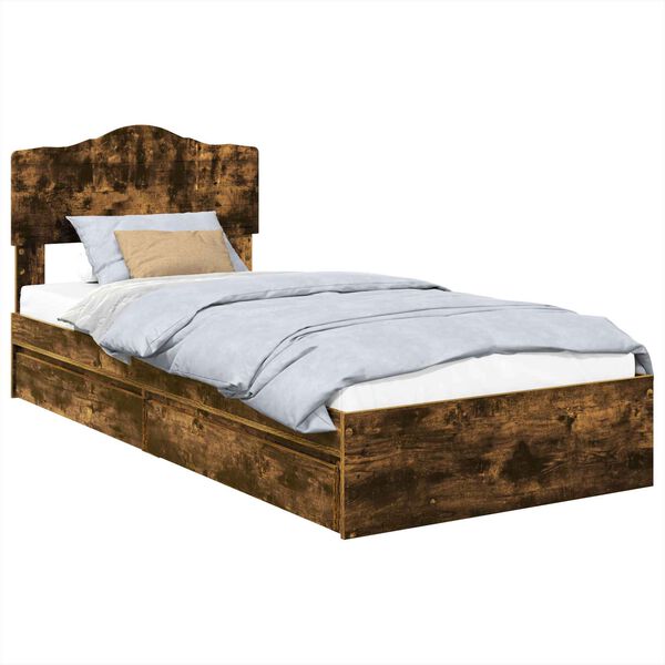 vidaXL Aufbewahrungsbett Ger&auml;ucherte Eiche 90 x 200 cm Holzwerkstoff
