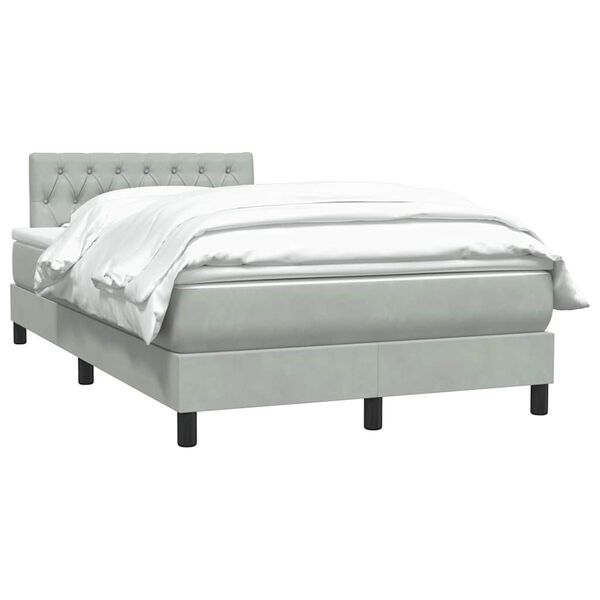 vidaXL Boxspringbett mit Matratze Hellgrau 120x220 cm Samt