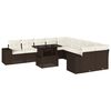 vidaXL 11-tlg. Garten-Sofagarnitur mit Kissen Braun Poly Rattan