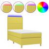 vidaXL Boxspringbett mit Matratze & LED Gr&uuml;n 90x200 cm Stoff