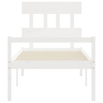 vidaXL Seniorenbett mit Kopfteil 100x200 cm Weiß Massivholz