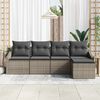 vidaXL Sofa Set mit Kissen mit Speicher 5 pcs Grau Poly-Rattan