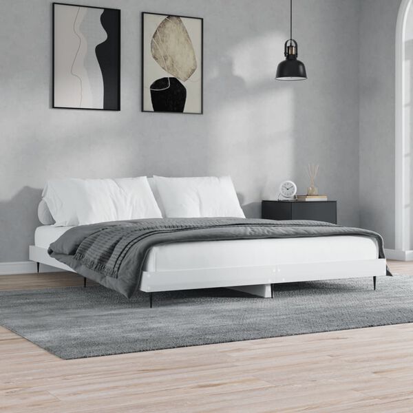 vidaXL Bettgestell Hochglanz-Wei&szlig; 180x200 cm Holzwerkstoff