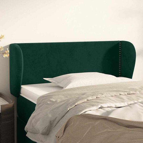 vidaXL Kopfteil mit Ohren Dunkelgr&uuml;n 93x23x78/88 cm Samt