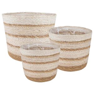 vidaXL 3 stk. Nat&uuml;rlich, Wei&szlig; und Beige &Oslash;26 x 19 cm 100% Seegras