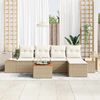 vidaXL Garten-Sofa-Set mit Kissen 6 pcs Beige Poly-Rattan