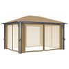 vidaXL Pavillon mit Vorhang 400x300 cm Taupe Aluminium