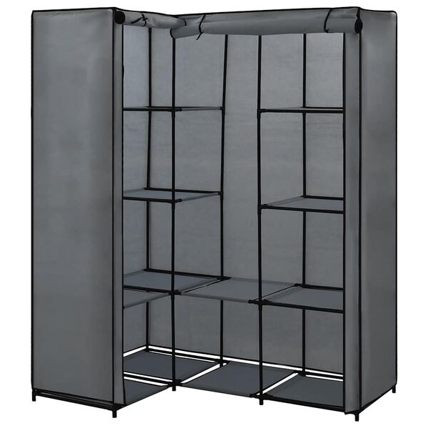 vidaXL Eckkleiderschrank Grau 130 x 87 x 169 cm