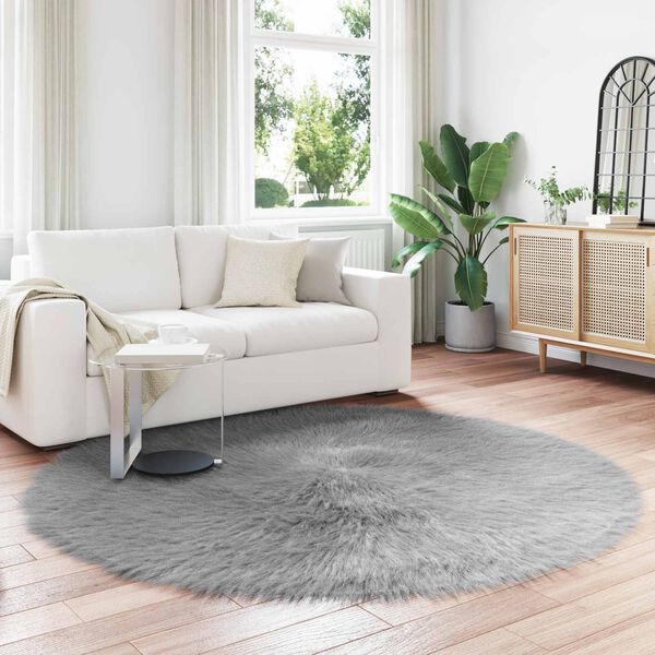 vidaXL Kunstschaffell Teppich Tafalla Grau &Oslash; 160 cm Polyester