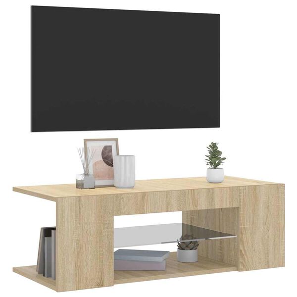 vidaXL TV-Schrank mit LED-Leuchten Sonoma-Eiche 90x39x30cm