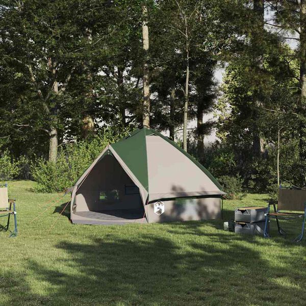 vidaXL Teepee Zelt mit Dach Gr&uuml;n und Grau 490 x 410 x 210 cm