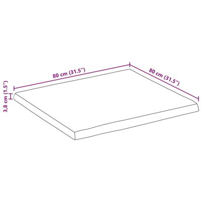 vidaXL Tischplatte mit Baumkante 80x80x3,8 cm Raues Mango Massivholz