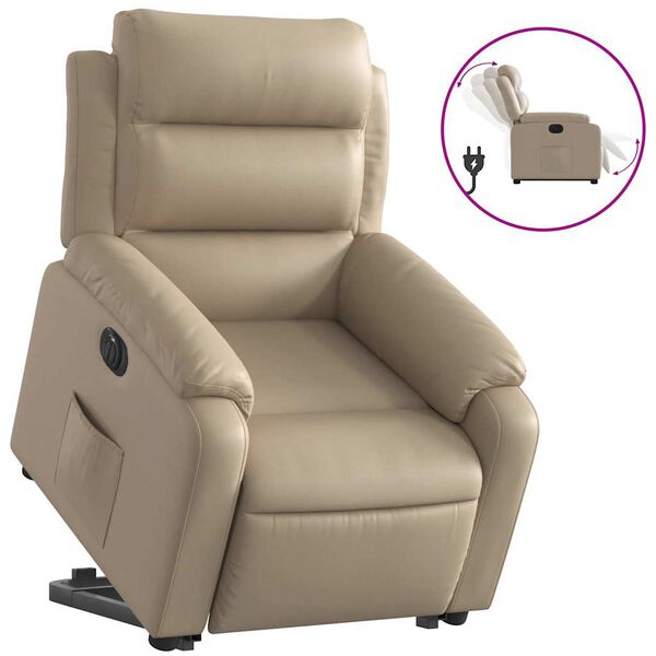 vidaXL Relaxsessel mit Aufstehhilfe Elektrisch Cappuccino Kunstleder