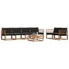 vidaXL Outdoor-Sofagarnitur mit Kissen 7 pcs Nat&uuml;rlich und Schwarz
