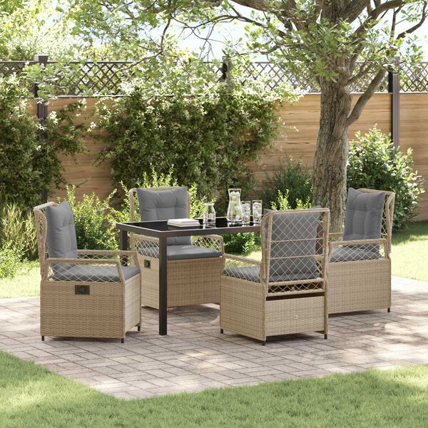 vidaXL Garten Essgruppe 5 pcs Beige und Hellgrau Poly-Rattan