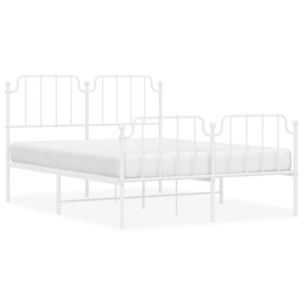 vidaXL Bettgestell mit Kopf- und Fu&szlig;teil Metall&nbsp;Wei&szlig; 135x190 cm