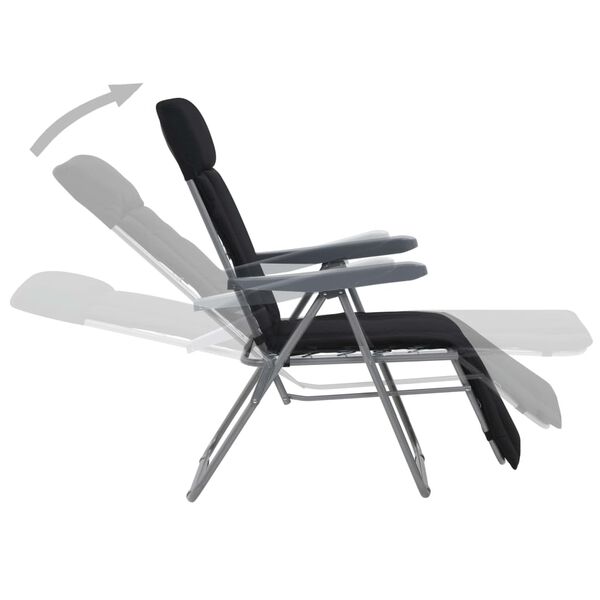 vidaXL Klappbare Gartenstühle mit Polstern 2 Stk. Schwarz