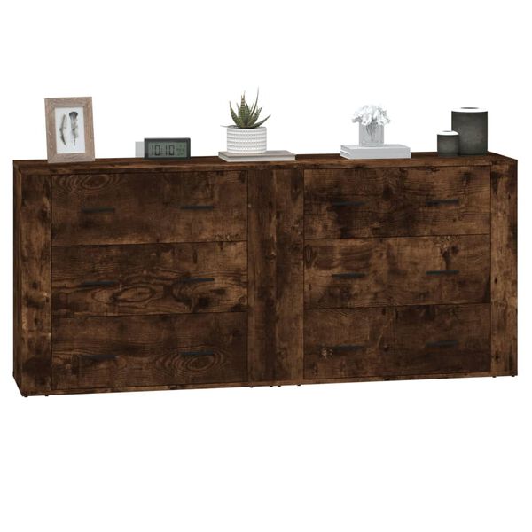 vidaXL Sideboards 2 Stk. R&auml;uchereiche Holzwerkstoff