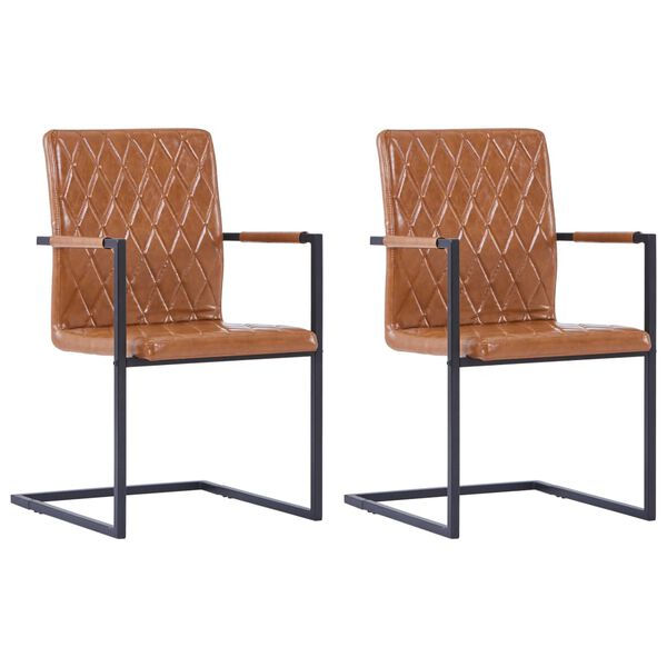 vidaXL Freischwinger 2 Stk. Cognac Kunstleder