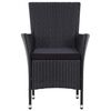 vidaXL 7-tlg. Garten-Essgruppe mit Auflagen Poly Rattan Schwarz