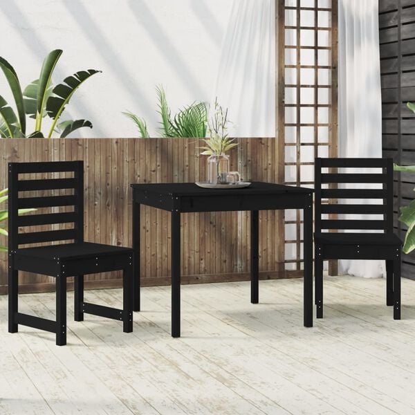 vidaXL 3-tlg. Garten-Bistro-Set Schwarz Massivholz Kiefer