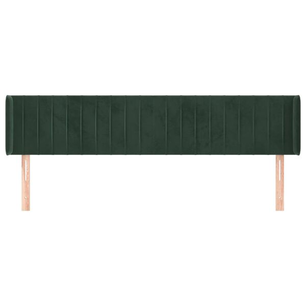 vidaXL Kopfteil mit Ohren Dunkelgr&uuml;n 163x16x78/88 cm Samt