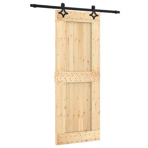 vidaXL Schiebet&uuml;r Nat&uuml;rlich und Schwarz 80 x 210 cm Massivkiefer