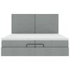 vidaXL Ottoman-Bett mit Matratzen & LEDs Hellgrau 200x200 cm Stoff