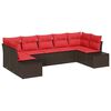 vidaXL Gartensofa-set mit Kissen 7 pcs Braun Poly-Rattan