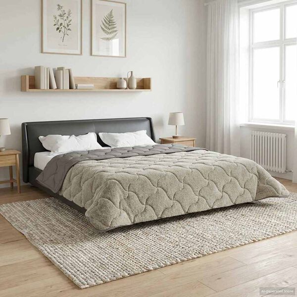 vidaXL Ganzjahresbettdecke Gepolstert Hellgrau 200 x 200 cm