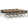 vidaXL 11-tlg. Garten-Essgruppe mit Kissen Grau Poly Rattan