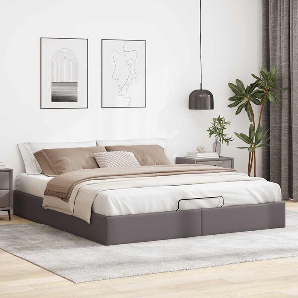 vidaXL Ottoman-Bett ohne Matratze Grau 160x200 cm Kunstleder