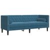 vidaXL 3-tlg. Chesterfield-Sofa-Set mit Nackenrollen Blau Samt